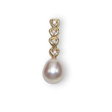 Load image into Gallery viewer, Lavender Pearl Pendant – 14k Yellow Gold with Diamond Heart Bail