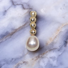 Load image into Gallery viewer, Lavender Pearl Pendant – 14k Yellow Gold with Diamond Heart Bail