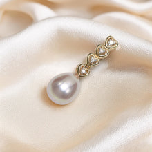 Load image into Gallery viewer, Lavender Pearl Pendant – 14k Yellow Gold with Diamond Heart Bail