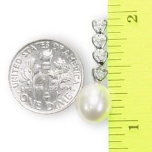 Load image into Gallery viewer, White Pearl Diamond Hearts Pendant – 14k White Gold 8–8.5mm Drop