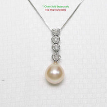 Load image into Gallery viewer, Pink Pearl Pendant – 14k White Gold Diamond Hearts Design