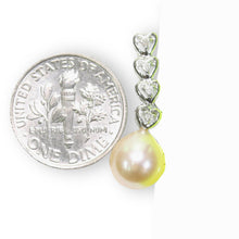Load image into Gallery viewer, Pink Pearl Pendant – 14k White Gold Diamond Hearts Design