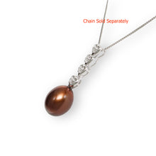 Load image into Gallery viewer, Chocolate Pearl Pendant – 14k White Gold Diamond Hearts Design