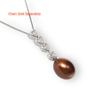 Load image into Gallery viewer, Chocolate Pearl Pendant – 14k White Gold Diamond Hearts Design
