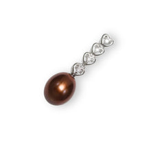 Load image into Gallery viewer, Chocolate Pearl Pendant – 14k White Gold Diamond Hearts Design