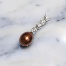 Load image into Gallery viewer, Chocolate Pearl Pendant – 14k White Gold Diamond Hearts Design
