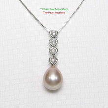 Load image into Gallery viewer, Lavender Pearl Pendant – 14k White Gold Diamond Hearts Design