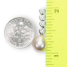 Load image into Gallery viewer, Lavender Pearl Pendant – 14k White Gold Diamond Hearts Design