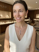 Load image into Gallery viewer, Lavender Pearl Pendant – 14k White Gold Diamond Hearts Design