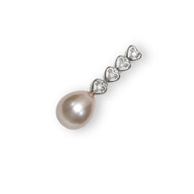 Load image into Gallery viewer, Lavender Pearl Pendant – 14k White Gold Diamond Hearts Design