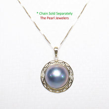 Load image into Gallery viewer, Blue Mabe Pearl Pendant – 14k Yellow Gold Surround Setting