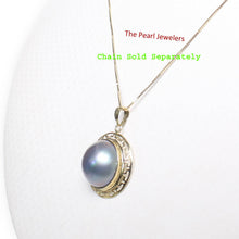 Load image into Gallery viewer, Blue Mabe Pearl Pendant – 14k Yellow Gold Surround Setting