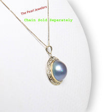 Load image into Gallery viewer, Blue Mabe Pearl Pendant – 14k Yellow Gold Surround Setting