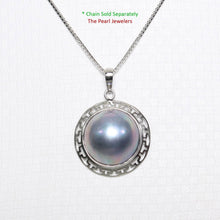 Load image into Gallery viewer, Blue Mabe Pearl Pendant – 14k White Gold Surround Setting