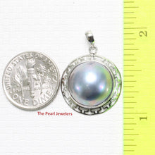 Load image into Gallery viewer, Blue Mabe Pearl Pendant – 14k White Gold Surround Setting