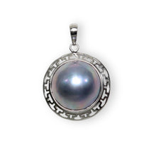 Load image into Gallery viewer, Blue Mabe Pearl Pendant – 14k White Gold Surround Setting