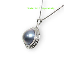 Load image into Gallery viewer, Blue Mabe Pearl Pendant – 14k White Gold Surround Setting