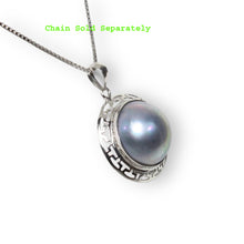 Load image into Gallery viewer, Blue Mabe Pearl Pendant – 14k White Gold Surround Setting