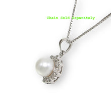 Load image into Gallery viewer, White Pearl Pendant – 14k White Gold with Diamond Halo