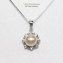 Load image into Gallery viewer, Pink Pearl Pendant – 14k White Gold with Diamond Halo