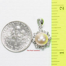 Load image into Gallery viewer, Pink Pearl Pendant – 14k White Gold with Diamond Halo