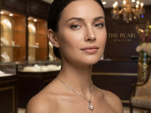 Load image into Gallery viewer, Pink Pearl Pendant – 14k White Gold with Diamond Halo