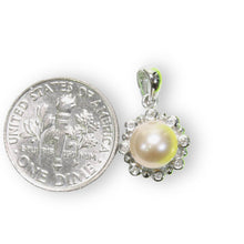 Load image into Gallery viewer, Pink Pearl Pendant – 14k White Gold with Diamond Halo