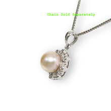 Load image into Gallery viewer, Pink Pearl Pendant – 14k White Gold with Diamond Halo