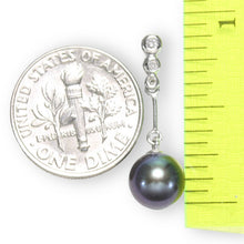 Load image into Gallery viewer, Black Pearl Dangle Pendant – 14k White Gold with Diamonds