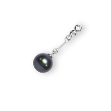 Load image into Gallery viewer, Black Pearl Dangle Pendant – 14k White Gold with Diamonds