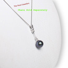 Load image into Gallery viewer, Black Pearl Dangle Pendant – 14k White Gold with Diamonds