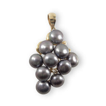 Load image into Gallery viewer, Gray Pearl Grape Cluster Pendant – 14k Yellow Gold &amp; Diamonds