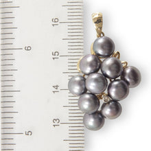 Load image into Gallery viewer, Gray Pearl Grape Cluster Pendant – 14k Yellow Gold &amp; Diamonds