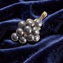 Load image into Gallery viewer, Gray Pearl Grape Cluster Pendant – 14k Yellow Gold &amp; Diamonds