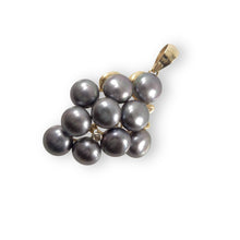 Load image into Gallery viewer, Gray Pearl Grape Cluster Pendant – 14k Yellow Gold &amp; Diamonds