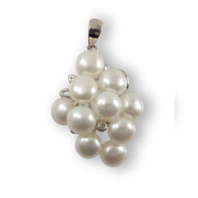 Load image into Gallery viewer, Grape Cluster White Pearl Pendant – 14k White Gold with Diamond Accents