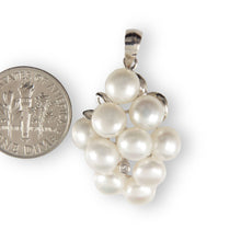 Load image into Gallery viewer, Grape Cluster White Pearl Pendant – 14k White Gold with Diamond Accents