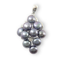 Load image into Gallery viewer, Grape Cluster Blue Pearl Pendant – 14k White Gold with Diamond Accents