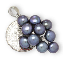 Load image into Gallery viewer, Grape Cluster Blue Pearl Pendant – 14k White Gold with Diamond Accents