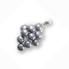 Load image into Gallery viewer, Grape Cluster Blue Pearl Pendant – 14k White Gold with Diamond Accents