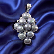 Load image into Gallery viewer, Grape Cluster Blue Pearl Pendant – 14k White Gold with Diamond Accents