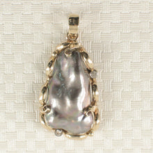 Load image into Gallery viewer, Black Biwa Pearl Pendant – 14k Yellow Gold + Diamond