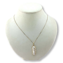 Load image into Gallery viewer, Baroque Biwa Pearl Pendant – 14k Yellow Gold with Diamond Accent