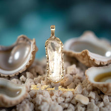 Load image into Gallery viewer, Baroque Biwa Pearl Pendant – 14k Yellow Gold with Diamond Accent