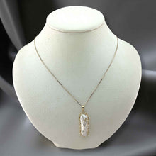 Load image into Gallery viewer, Baroque Biwa Pearl Pendant – 14k Yellow Gold with Diamond Accent