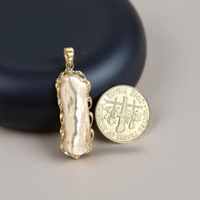 Load image into Gallery viewer, Baroque Biwa Pearl Pendant – 14k Yellow Gold with Diamond Accent