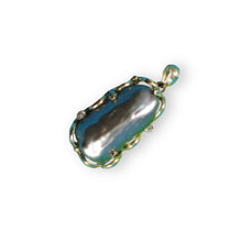 Load image into Gallery viewer, Black Biwa Pearl Pendant – 14k Yellow Gold Wrap with Diamonds