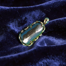 Load image into Gallery viewer, Black Biwa Pearl Pendant – 14k Yellow Gold Wrap with Diamonds