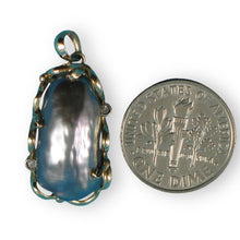 Load image into Gallery viewer, Black Biwa Pearl Pendant – 14k Yellow Gold Wrap with Diamonds