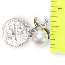 Load image into Gallery viewer, White Pearl Pendant Set – 14k Yellow Gold with Diamonds
